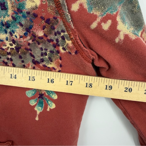 Miss Me Y2K Hoodie Size rust coral orange full zip M embroidered floral glitter - Picture 6 of 7